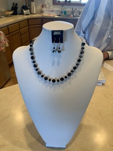 Black crystal necklace and earring set