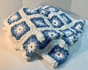 White and Denim Blues Afghan