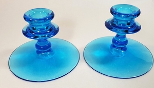 Blue Glass Candle Holders (Item 012)