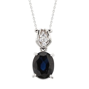 Blue Sapphire and Diamond Necklace