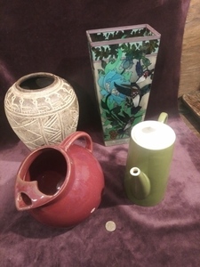 LOT - 2 Vases 1 Ceramic Pitcher 1 Ceramic Carafe