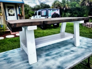 045 Hand Crafted Wood Farmhouse Bench