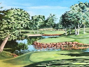 "Waterloo" Oak Tree Natl. Fourth Hole Painting