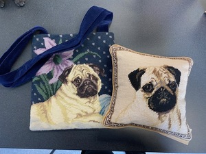 Pug Needlepoint Bag & Pillow