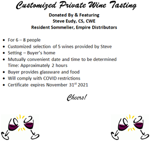 Customized Private Wine Tasting for 6-8 People