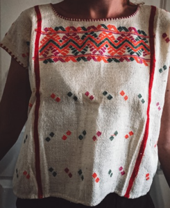 Vibrantly embroidered Huipil