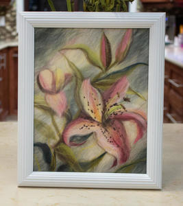 Original hand made felted flower art