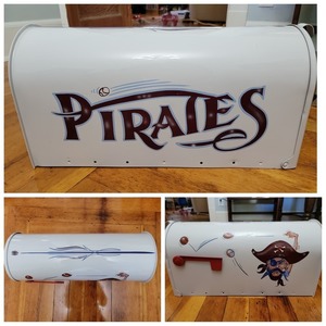 White Perrydale Pirates hand painted Mailbox