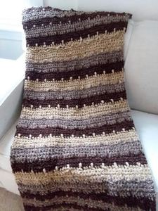 Hand-Crocheted Brown Chenille Blanket