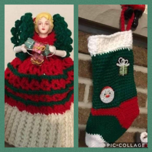 (2) Christmas Crocheted Items (Angel & Stocking)