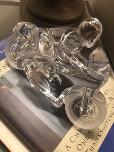 DAUM French CIRCUIT Crystal Motorcycle Figurine