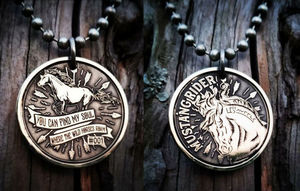 Stainless steel Mustang coin necklace