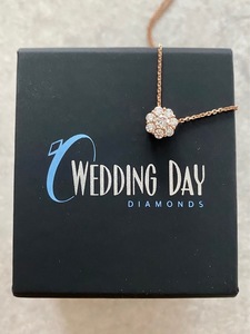 Rose Gold Diamond Cluster Pendant Necklace