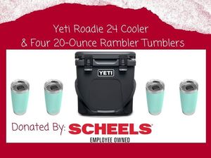 Yeti Roadie Cooler & Four 20 Ounce Yeti Tumblers