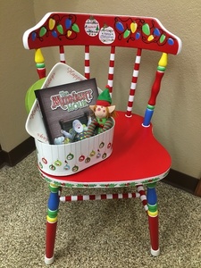 Hand Painted Christmas Chair and book