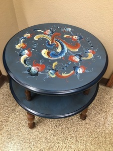 Scandinavian Rosemaling Side Table