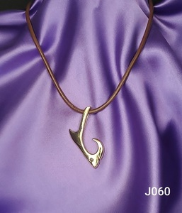 #J060 - Bronze Hook, Leather necklace