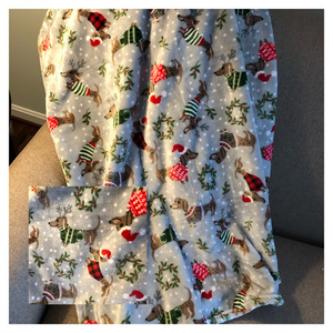 Holiday Dachshund Velour Throw