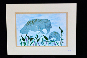 #314 - Manatees Original Watercolor