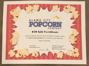 (#1) - $50 Alamo City Popcorn Gift Certificate