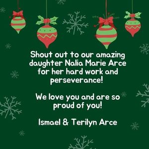 To Nalia: Ismael & Terilyn Arce