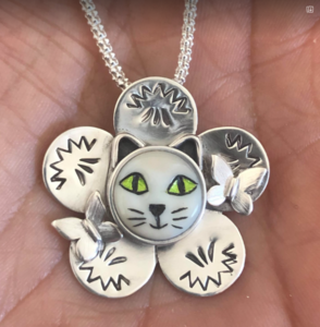 Sterling silver Cat Necklace by Michelle Tapia