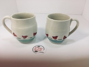 Red Birds of Happiness Mugs (2), Pat Foulkes