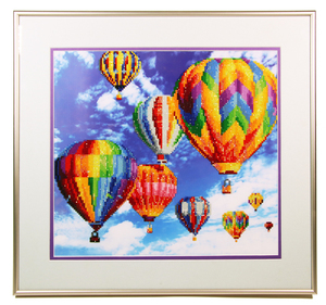 028.  Hot Air Balloon "Beaded" Framed Artwork #1