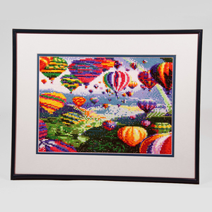 088.  Hot Air Balloon "Beaded" Framed Artwork #2