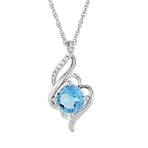 Blue Topaz Swirl Pendant Necklace