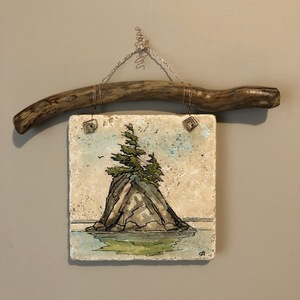 'Lone Islet' Painted Tile