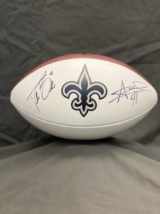 Alvin Kamara & Drew Brees Autographed Football