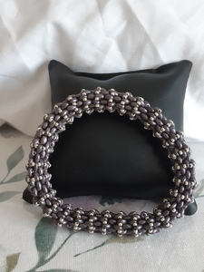 172-Ebony and Silver Beaded Bracelet