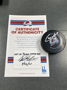 Colorado Avalanche Puck signed by Cale Makar