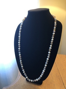 AGATE & FRESHWATER PEARL 30” Necklace Czech Beads