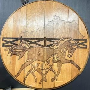 KY Horse Farm Engraved Bourbon Barrel Head