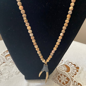 Stone Necklace - beige beads