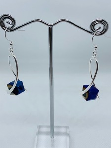 Metallic Blue Twisty Earrings