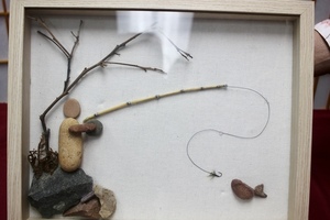 Pebble Art - Fly Fisherman