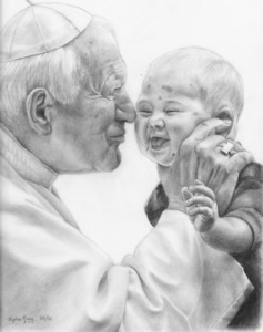 "Saint John Paul II" Pencil Drawing Print