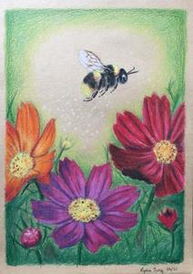 “Pollination” oil pastel