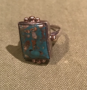 Vintage Large Turquoise Rectangle Ring