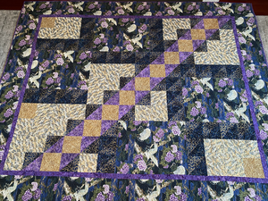 01--Beautiful Handmade Quilt--'Purple Crane'