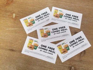 5 Runza Free Combo Cards