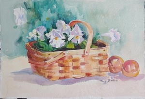 Basket of Petunias By Peggy Blades