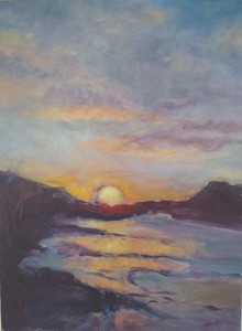 Original Oil  "Sunrise on the Blanco River"