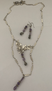 Purple Amethyst Necklace/Earrings Set