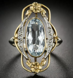 Aquamarine Art Deco Ring.- Item CK6