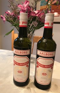 #123 Two Bottles of Aalborg Taffel Akvavit