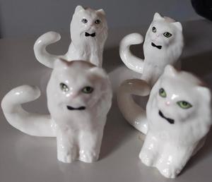 Vintage White Cat Napkin Holders